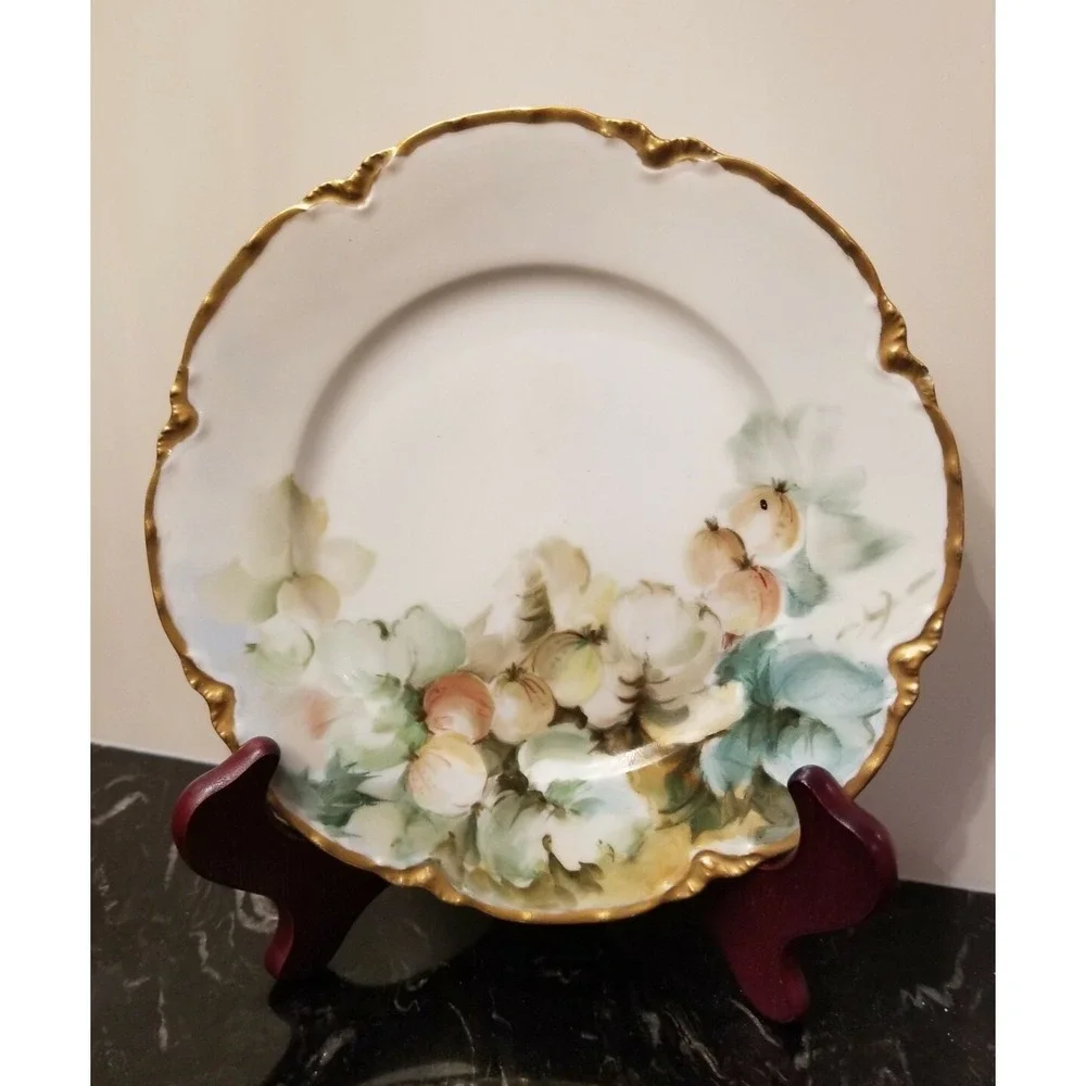 2 Antique H & C L Hand Painted Fruit Limoges Plates 7.25